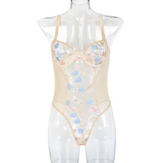 Eroctic Lingerie Tulle Embroidery Bodysuits for Women Summer 2022 See Through Lingerie Bodysuit One Piece Lingerie for Women ALODIA STORE