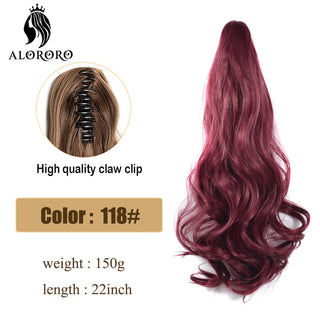 Synthetic 22inch Claw Clip Ponytail Hair Extension Wavy Ponytail Synthetic Ponytail Hair Clip For Women Pony Tail Hairpiece ALODIA STORE