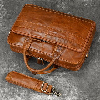 MAHEU Retro Laptop Briefcase Bag Genuine Leather Handbags Casual 15.6 Pad Bag Daily Working Tote Bags Men Male bag for documents ALODIA STORE
