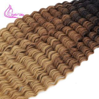 Synthetic Curly Braids  Water Wave 22 30 Inch Long Crochet Hair Ombre Brown Blonde Pink Deep Wave Braiding Hair Extensions ALODIA STORE