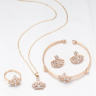 Exquisite Double Heart Necklace Earrings Bracelet Jewelry Set Charm Ladies Jewelry Fashion Bridal Accessory Set Romantic Gifts ALODIA STORE