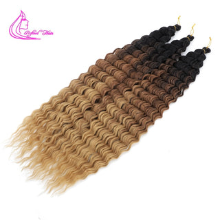 Synthetic Curly Braids  Water Wave 22 30 Inch Long Crochet Hair Ombre Brown Blonde Pink Deep Wave Braiding Hair Extensions ALODIA STORE
