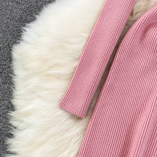 Elegant Turtleneck Long Sleeve Knit Bodycon Pencil Dress Slim Basic Fashion Sweater Vestido Sexy Women Autumn Winter Clothing ALODIA STORE