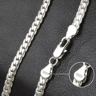TIEEFEGO 925 Sterling Silver 6mm Side Chain 8/18/20/22/24 Inch Necklace For Woman Men Fashion Wedding Engagement Jewelry Gift ALODIA STORE