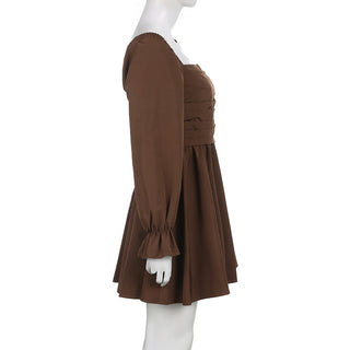 IAMSURE Korean Style Slim Solid Square Collar Puff Sleeve ALODIA STORE