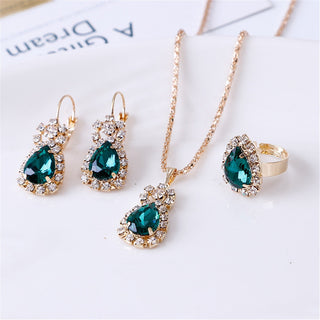 Exquisite Double Heart Necklace Earrings Bracelet Jewelry Set Charm Ladies Jewelry Fashion Bridal Accessory Set Romantic Gifts ALODIA STORE