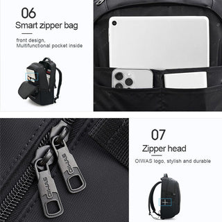 OIWAS Travel Multifunction Backpack Fashion Zipper Open Bag Men's Backpack Laptop High Quality Male Women Business Classic Bags ALODIA STORE