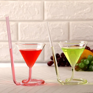 Transparent Glass Spiral Cocktail Glasses Long Tail Vampire Glasses Straw Glasses For Martini Champagne Party Bar Supplies ALODIA STORE