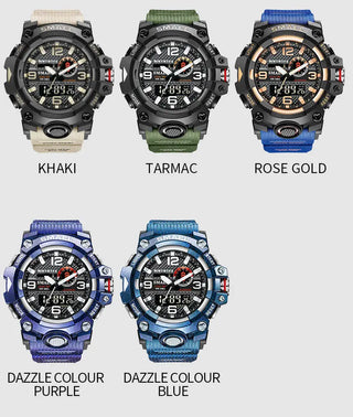 SMAEL Men Sport Watches Dual Time Digital Watch Quartz 50m Waterproof Watch Led Military Watch Sport 8035 Men Watches Wristwatch ALODIA STORE