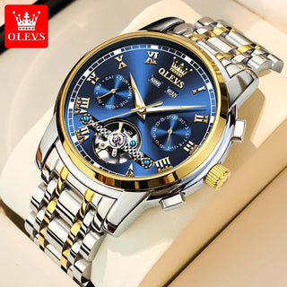 OLEVS Original Watch For Men Automatic Mechanical Watch Top Brand Luxury Tourbillon Wristwatch Classic Male Black Watches  6607 ALODIA STORE