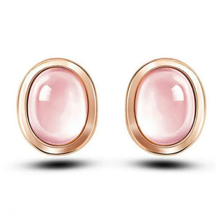 High Quality Natural Stones QUARTZ Clavicle Chain Necklace Pink Stone Earrings Wholesale necklace Jewelry Set For grandma Mum ALODIA STORE