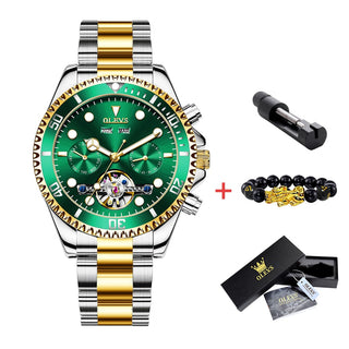 OLEVS Original Automatic Men's Watch Skeleton Waterproof Stainless Steel Date Luxury Business Wristwatch Mechanical Men's Watch ALODIA STORE