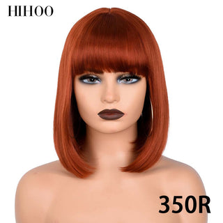 Short Straight Bob Wig for Women Synthetic Wigs Brown to Blonde Ombre Natural Fake Hair Heatresistant Wig Pink Wig With Bangs ALODIA STORE