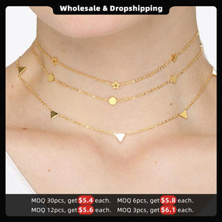 Enfashion Geometric Triangle Circle Star Choker Necklace Gold color Necklaces Pendants Stainless Steel Necklace Women chocker ALODIA STORE