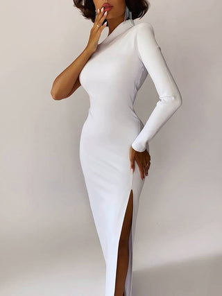 Long Elegant Dresses for Women Summer One Shoulder Maxi Dress Bodycon Sexy Black Slit Fomal Wedding Evening Party Dress 2022 ALODIA STORE
