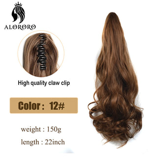 Synthetic 22inch Claw Clip Ponytail Hair Extension Wavy Ponytail Synthetic Ponytail Hair Clip For Women Pony Tail Hairpiece ALODIA STORE