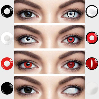 UYAAI 2pcs Halloween Colorful Contact Lenses Anime Cosplay Eye Lenses multicolored lenses Lenses White Black Red Lenses Alodia Store