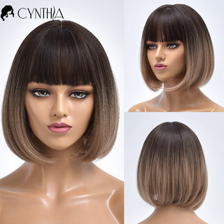 Short Bob Wig Synthetic Wigs For Women Black Ombre Red Blonde Pink Lolita Cosplay Party Natural Hair Heat Resistant Perruque Bob ALODIA STORE