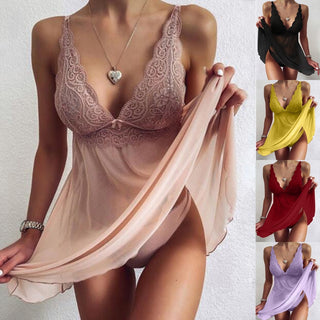 Sexy Underwear Women Suspenders Lace Transparent Dress Pajamas Lingerie Nuisette Femme Pijama Mujer Verano Pyjama 2022 Sleepwear Alodia Store
