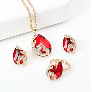 Exquisite Double Heart Necklace Earrings Bracelet Jewelry Set Charm Ladies Jewelry Fashion Bridal Accessory Set Romantic Gifts ALODIA STORE