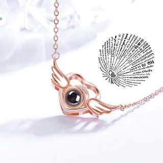 Projection Necklace 100 Languages I Love You Pendant Jewelry For Lover Girlfriend 2023 Trendy Couple Romantic Cute Accessories ALODIA STORE