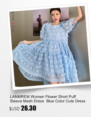 LANMREM 2023 New Korean Summer Fashion Women Clothes Vacation Dresses Lantern Sleeves Pullover Loose Chiffon Dress Pleated WG686 ALODIA STORE