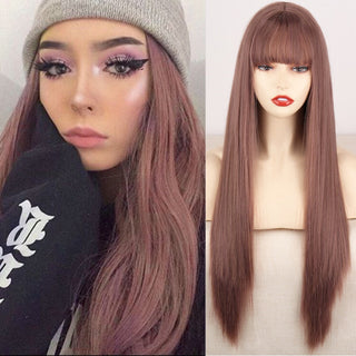 Lolita synthetic Wig Pink Wig Blonde wig Long Streight hair With Bangs Natural wigs For women hair Cosplay Wig ALODIA STORE