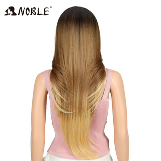 Noble Hair Synthetic Lace Front Wig Long straight 28 Inch Lace Wig Ombre Blonde Wig Heat Resistant Wigs For Women Lace Front Wig ALODIA STORE