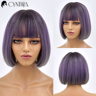 Short Bob Wig Synthetic Wigs For Women Black Ombre Red Blonde Pink Lolita Cosplay Party Natural Hair Heat Resistant Perruque Bob ALODIA STORE
