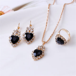 Exquisite Double Heart Necklace Earrings Bracelet Jewelry Set Charm Ladies Jewelry Fashion Bridal Accessory Set Romantic Gifts ALODIA STORE
