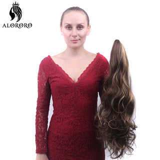 Synthetic 22inch Claw Clip Ponytail Hair Extension Wavy Ponytail Synthetic Ponytail Hair Clip For Women Pony Tail Hairpiece ALODIA STORE