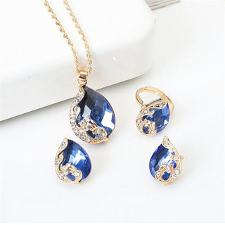 Exquisite Double Heart Necklace Earrings Bracelet Jewelry Set Charm Ladies Jewelry Fashion Bridal Accessory Set Romantic Gifts ALODIA STORE