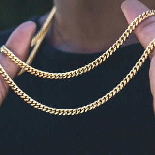 Vnox Men's Cuban Link Chain Necklace Stainless Steel Black Gold Color Male Choker colar Jewelry Gifts for Him ALODIA STORE