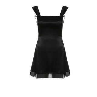 Sweetown Sleeveless Black Goth Y2K Mini Dresses Two Layer ALODIA STORE