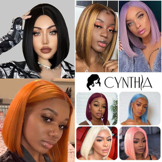 Short Bob Wig Synthetic Wigs For Women Black Ombre Red Blonde Pink Lolita Cosplay Party Natural Hair Heat Resistant Perruque Bob ALODIA STORE