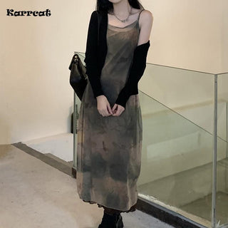 Karrcat Vintage Tie Dye Print Mesh Dress ALODIA STORE