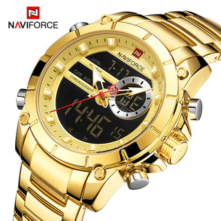 NAVIFORCE Luxury Original Sports Wrist Watch For Men Quartz Steel Waterproof Dual Display Fashion Watches Relogio Masculino 9163 ALODIA STORE