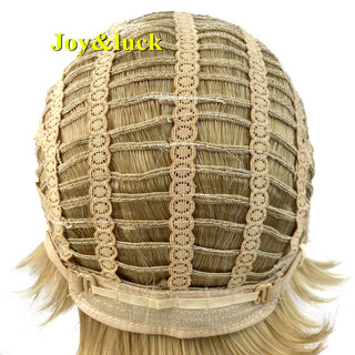 Short Ombre Blonde Wig Synthetic Bob Straight Hair With Bangs Women Natural Daily Wear Wig ALODIA STORE