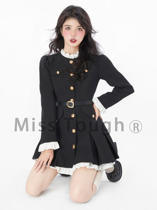Korean Elegant Party Mini Dress Female Long Sleeve ALODIA STORE