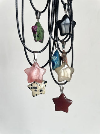 Trend Natural Stone Hexagon Crystal Rose Quartz Opal Star Pendant Necklace for Women Fluorite Lapis Bullet Pendulum Jewelry Gift ALODIA STORE