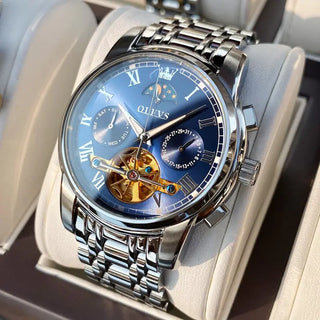 OLEVS Men Watch Automatic Mechanical Watch Stianless Top Brand Luxury Moon phase SkeletonTourbillon Wristwatch Reloj hombres ALODIA STORE