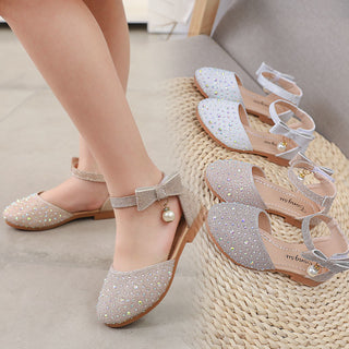 Girls Princess Sandals Baby Shoes 2023 Brand New Kids Shoes for Wedding Party Bling Summer Flat Sandals Fashion Breathable 2023 ALODIA STORE