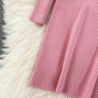 Elegant Turtleneck Long Sleeve Knit Bodycon Pencil Dress Slim Basic Fashion Sweater Vestido Sexy Women Autumn Winter Clothing ALODIA STORE