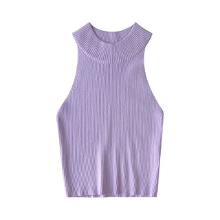 Sexy Tank Top Turtleneck Halter Crop Tops Women Summer Camis Backless Camisole Fashion Casual Tube Lady Sleeveless Cropped Vest ALODIA STORE