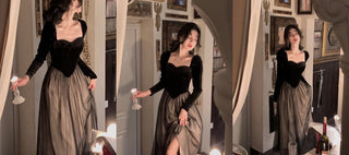 Korean Suit 2023 Autum 2 Piece Dress Set Long Sleeve Crop Tops + Casual ALODIA STORE