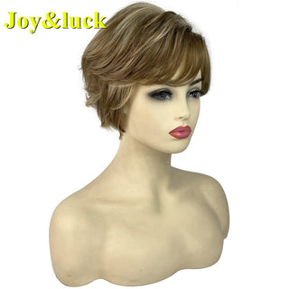 Short Ombre Blonde Wig Synthetic Bob Straight Hair With Bangs Women Natural Daily Wear Wig ALODIA STORE
