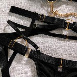 MIRABELLE Padded Lingerie For Women Sexy porn Underwear Women Body Fine Bra and Panty Set Luxury Garter With Chain Bilizna Set ALODIA STORE
