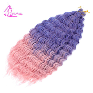 Synthetic Curly Braids  Water Wave 22 30 Inch Long Crochet Hair Ombre Brown Blonde Pink Deep Wave Braiding Hair Extensions ALODIA STORE