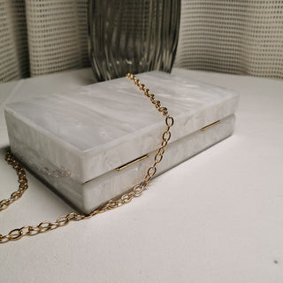 Gnirue New Wallet Fashion Women Messenger Bags Elegant Pearl Acrylic Clutch Vintage Woman Party Pure White Shoulder Evening bag ALODIA STORE