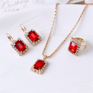 Exquisite Double Heart Necklace Earrings Bracelet Jewelry Set Charm Ladies Jewelry Fashion Bridal Accessory Set Romantic Gifts ALODIA STORE